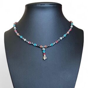 Colorful Beaded Necklace with Silver Accents